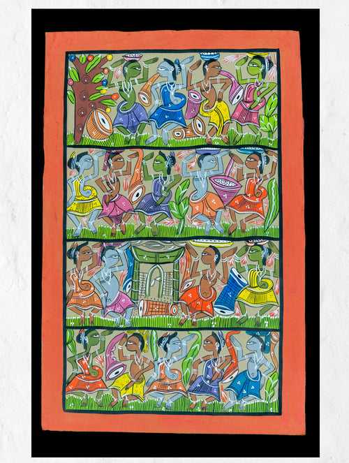 Santhal Tribal Art Painting - The Wedding Celebration