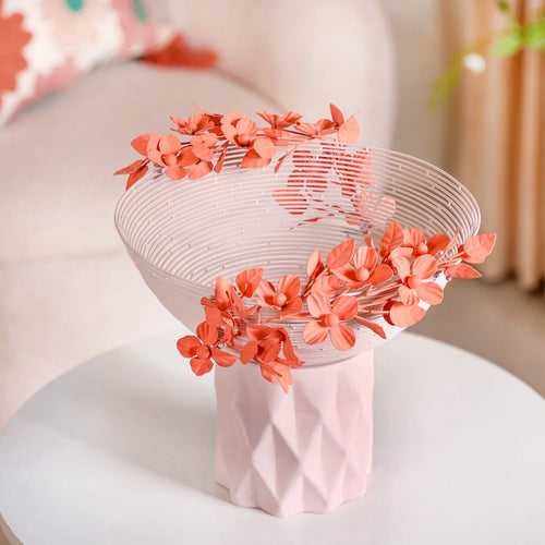 Bloom Basket Pink Pedestal Decorative Bowl