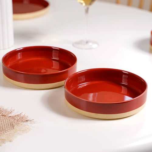 Set Of 2 Large Amber Clay Serving Bowls 800ml