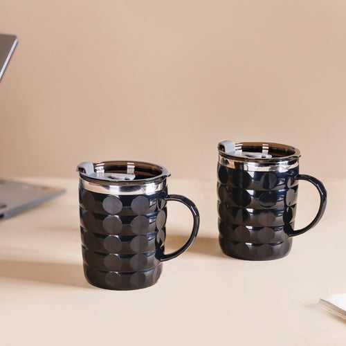 Portable Travel Mug For Couples Set Of 2 Black 400ml