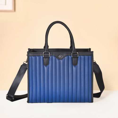 Vegan Leather Book Tote Midnight Blue