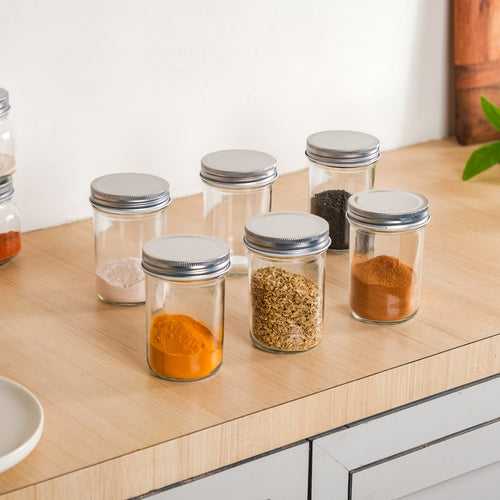 Spice Jars With Lid For Kitchen Set Of 6 250ml