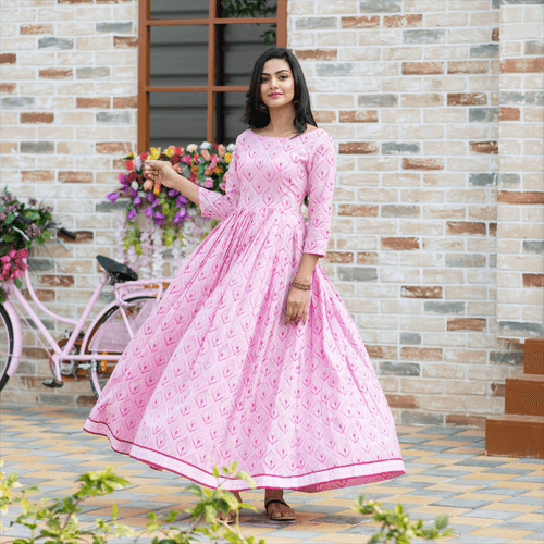 Pink Discharge Print Dress