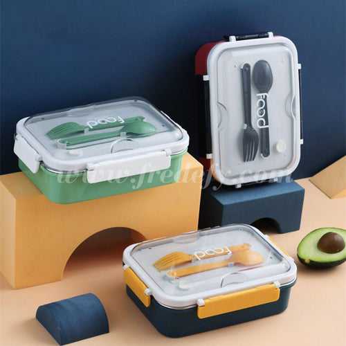 3 Compartment Insulated Lunch Box With Fork & Spoon