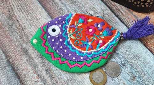 Handmade Cotton Fabric Kids Pouch Coin bag iPods Earplugs bag multicolour