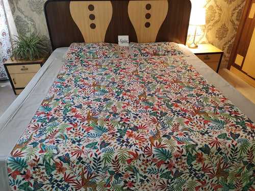 Deluxe Premium Cotton King Bedsheet Wilderness floral 108 inches x 108 inches