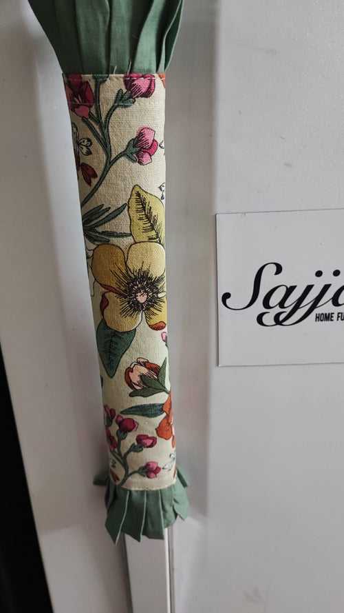 Designer Floral Cotton Fridge Handle Covers (Pair) With Frill