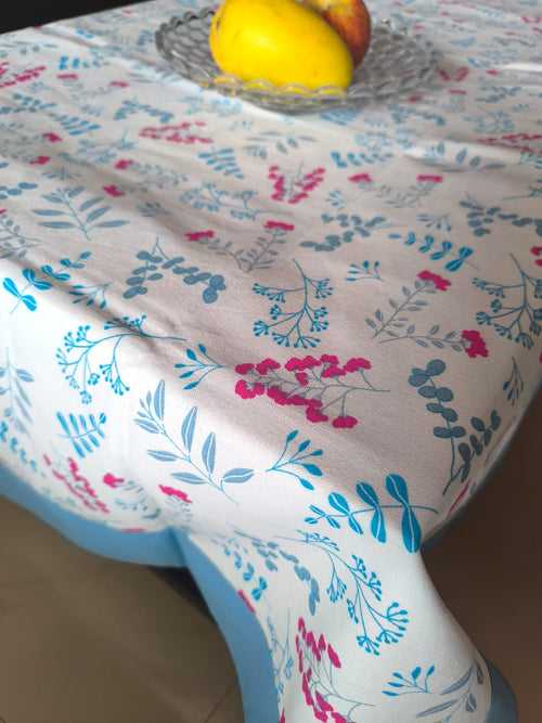 Buy Blue Floral Cotton Table Cloth -4 Seater Table Cover 54 IN x 78 IN