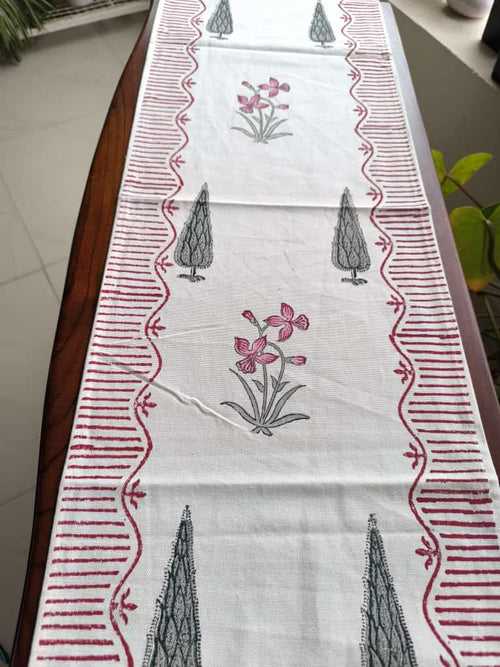 Cypress Canvas Cotton Block Printed Table Runner