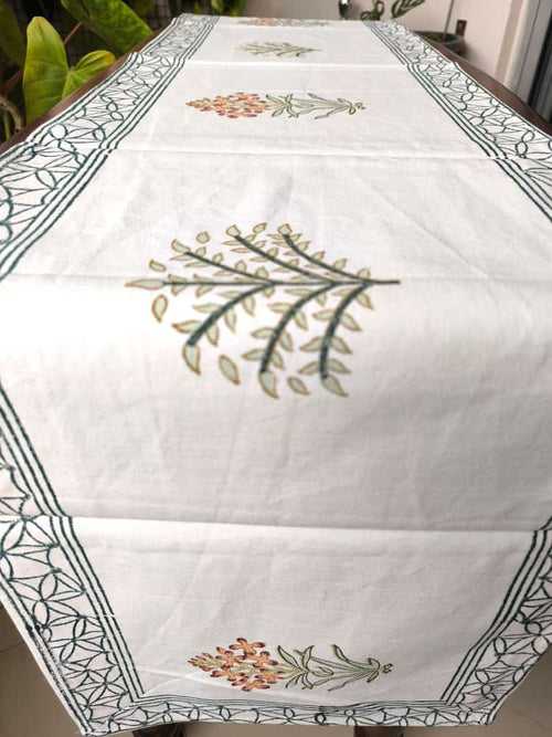 Canvas Cotton Hand block printed Floral Table runner - 13 X70 inch
