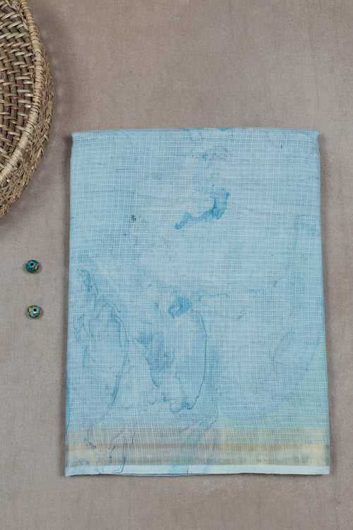Smudged Ocean Blue Kota Cotton saree