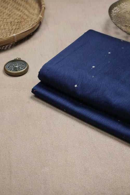 Denim Blue Handwoven Chanderi Fabric