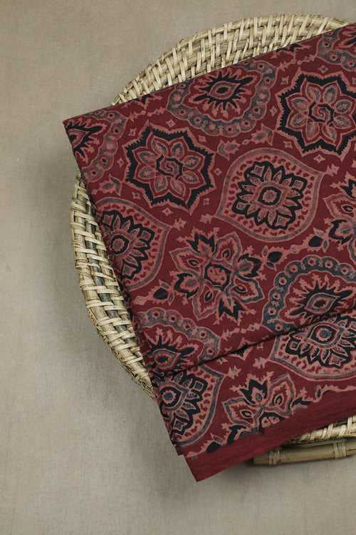 Maroon Ajrak Cotton Fabric