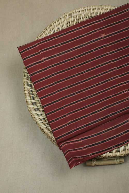 Stripe on Maroon Ajrak Cotton Fabric