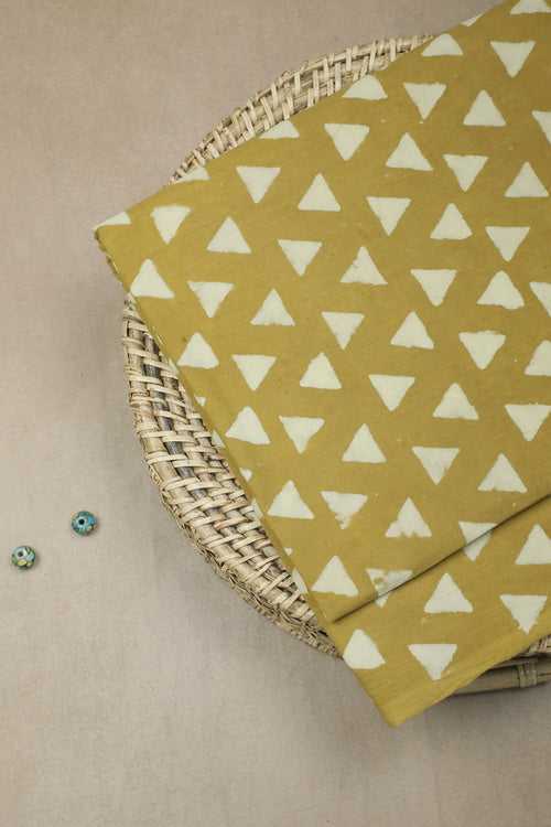 Triangles on Yellow Block Printed Cotton Fabric