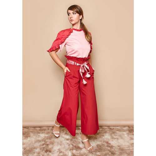 Deco Red Palazzo Trousers