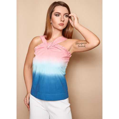 Sunrise Pink Blue Ombre Top