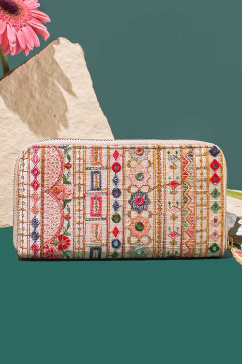 Rafia Embroidered Wallet
