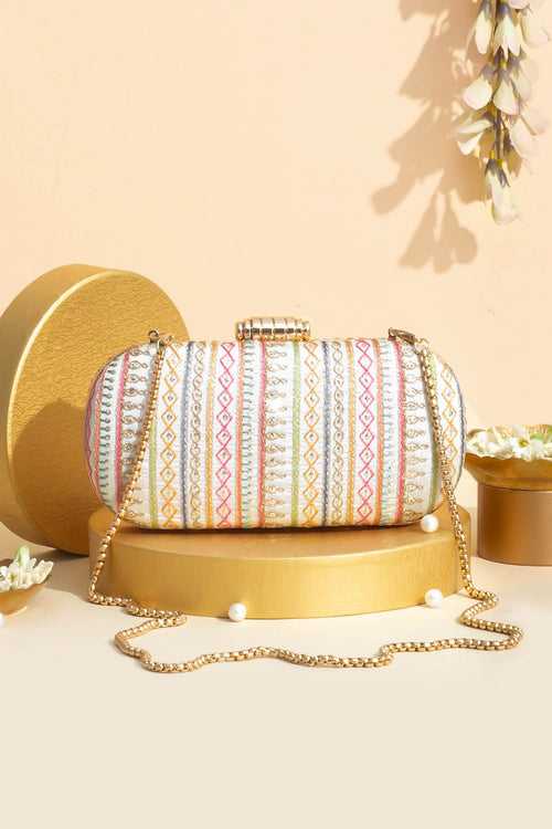 Raha Embroidered Capsule Clutch