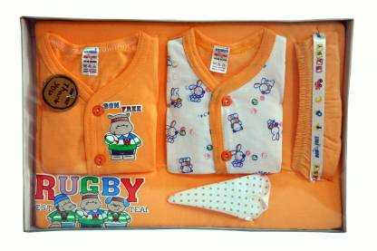 Bonfree BelleGirl 100% Cotton New Born Gift Set of 5 Pcs for Girl Peach 0-3M