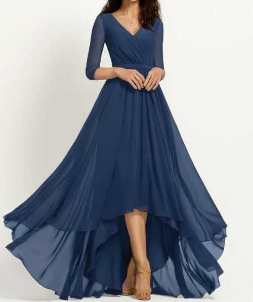 Teal Blue Asymmetrical Maxi Dress