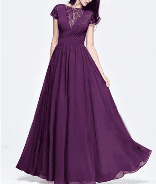 Purple Lace V Neck Maxi Dress