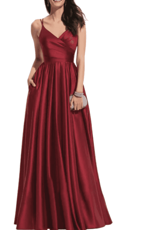 Maroon Satin Formal Gown