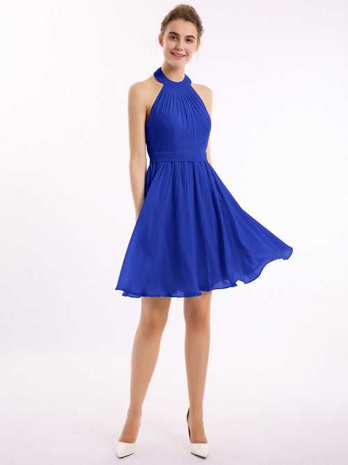 Sylvia Royal Blue Halter Neck Dress