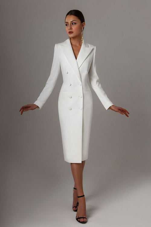 White Pencil Cut Coat Dress