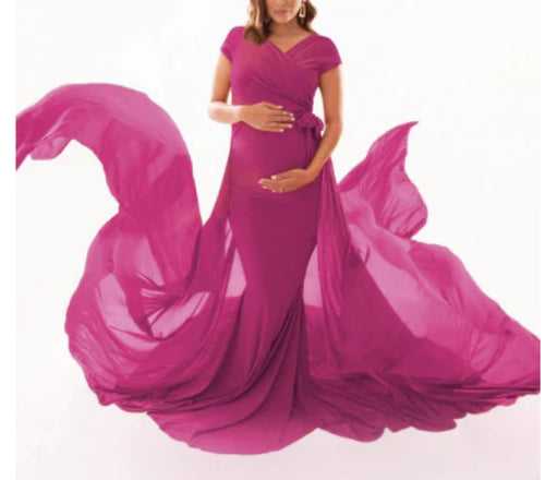 Maternity Pink Trail Photoshoot Gown