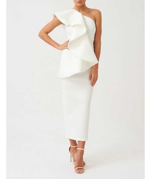 White Scuba Bodycon Pencil Fit Dress