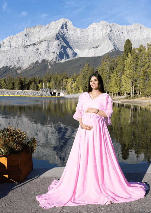 Pink Mega All Round Flared Maternity Gown