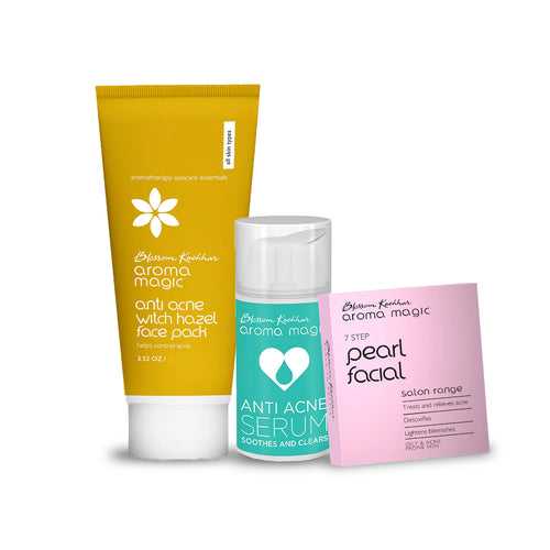 Pearl Facial Kit - Single Use + Anti  Acne Witch Hazel Face Pack +  Anti Acne Serum