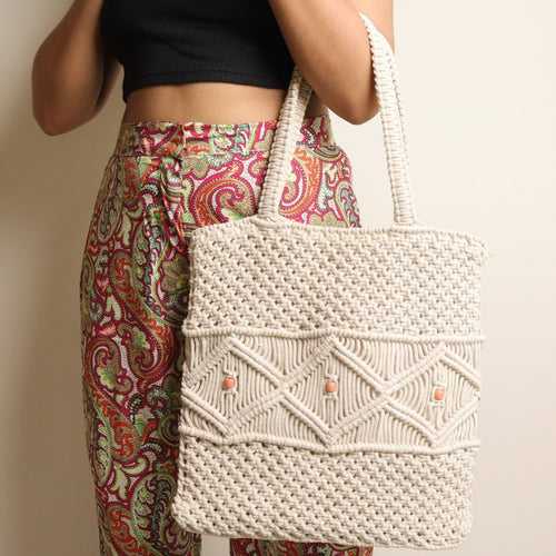 Sheen Macrame Tote Bag