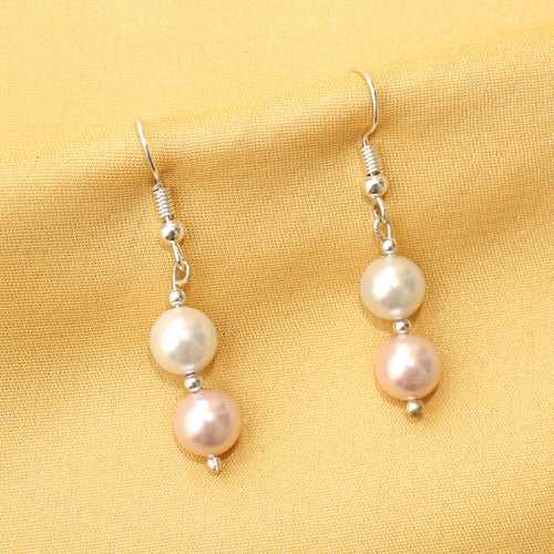Imeora 8mm Baby Pink And White Shell Pearl Earrings