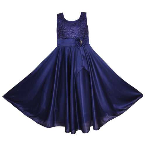 Women Partywear Long Dress Gown DN - (WLF138) blu
