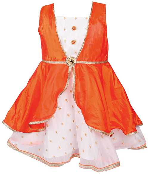 Girls Jacket Attached Ethnic Dress