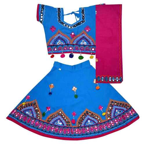 Girl's Cotton Ghaghra Choli, Leghnga Choli, Chania Choli 143blu
