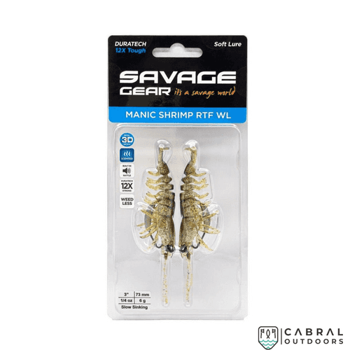 Savage Gear Manic Shrimp Weedless RTF WL  | Pack of 2 | Size: 3inch-3.5inch | Weight:-6g-9g