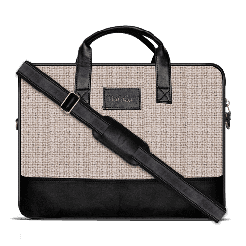 Vegan & Tweed Laptop Sling Bag Subtle Beige Checks