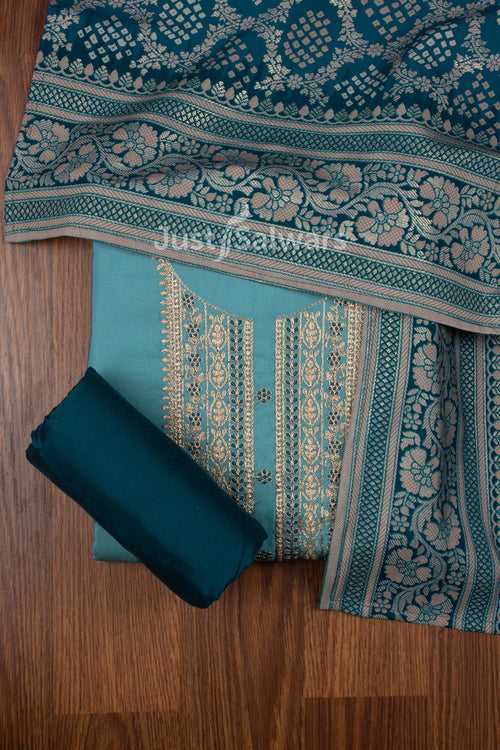 Blue Colour Muslin Dress Material