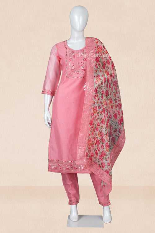 Pink Colour Straight Cut Salwar Suit