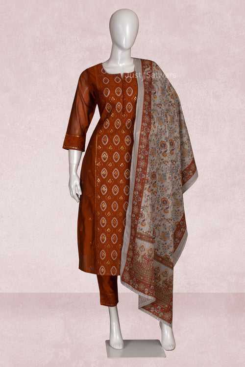 Rust Colour Straight Cut Salwar Suit