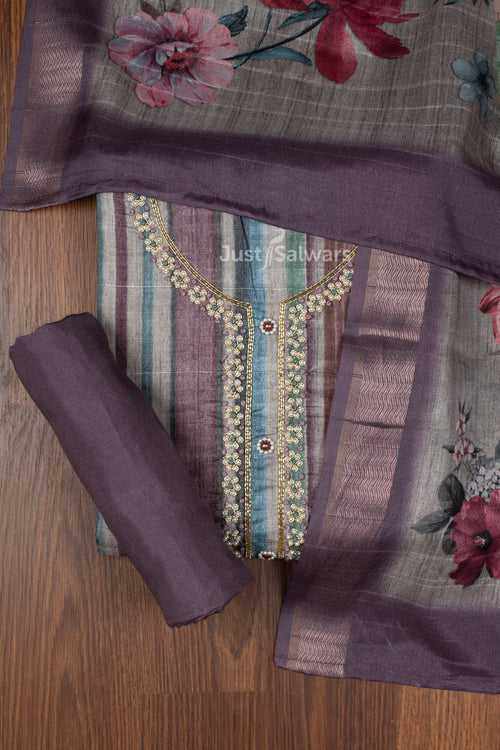 Wine Colour Silk Cotton Dress Material
