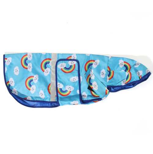 Dog Raincoat - Clouds & Rainbow (Sky Blue Printed)