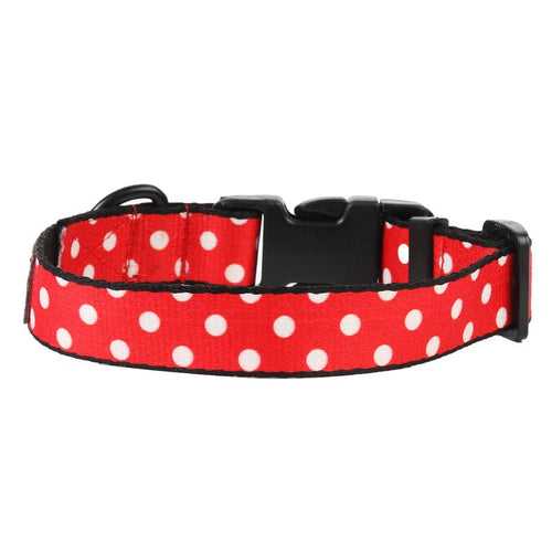 Dog Collar Belt (Red & White) - Red Polka Dots