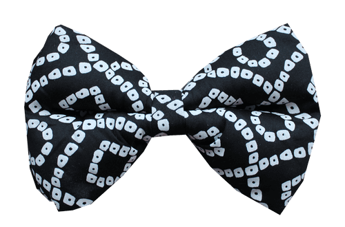 Dog Bowtie (Adjustable) - Bandhej Black & White