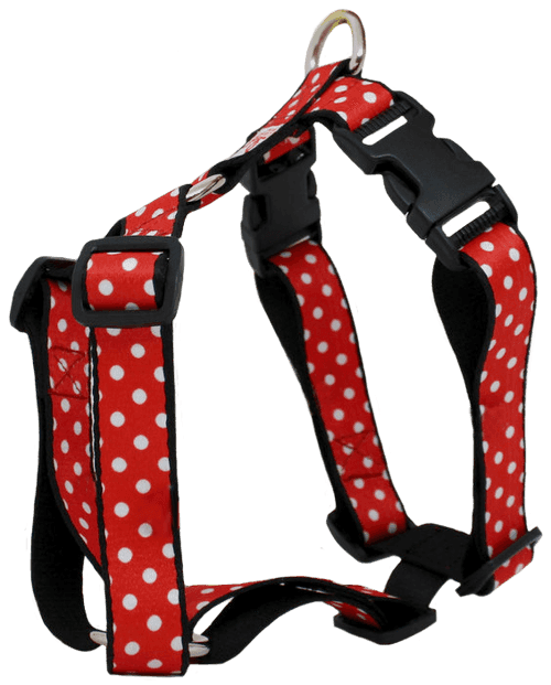 Dog H Harness/ Halter Dog Harness - Red Polka Dots