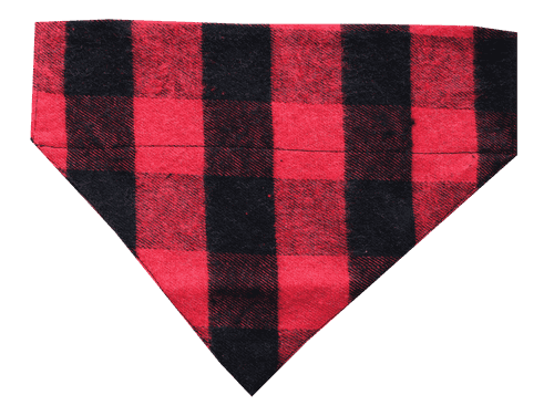 Slip-On Dog Bandana/ Dog Scarf - Winter Buffalo Plaid (Black & Red)