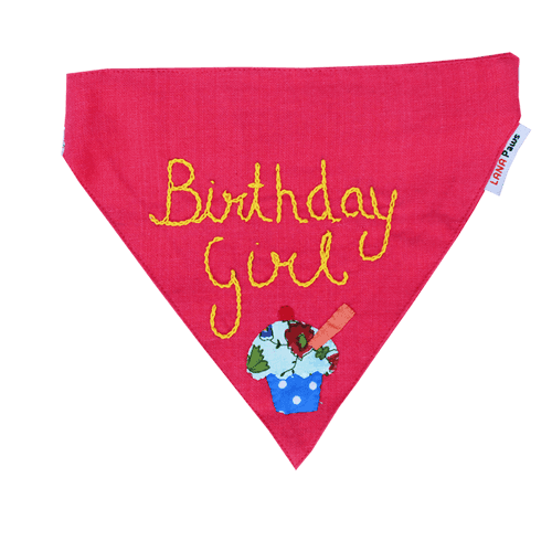 Birthday Girl! - Handmade Adjustable Dog Bandana